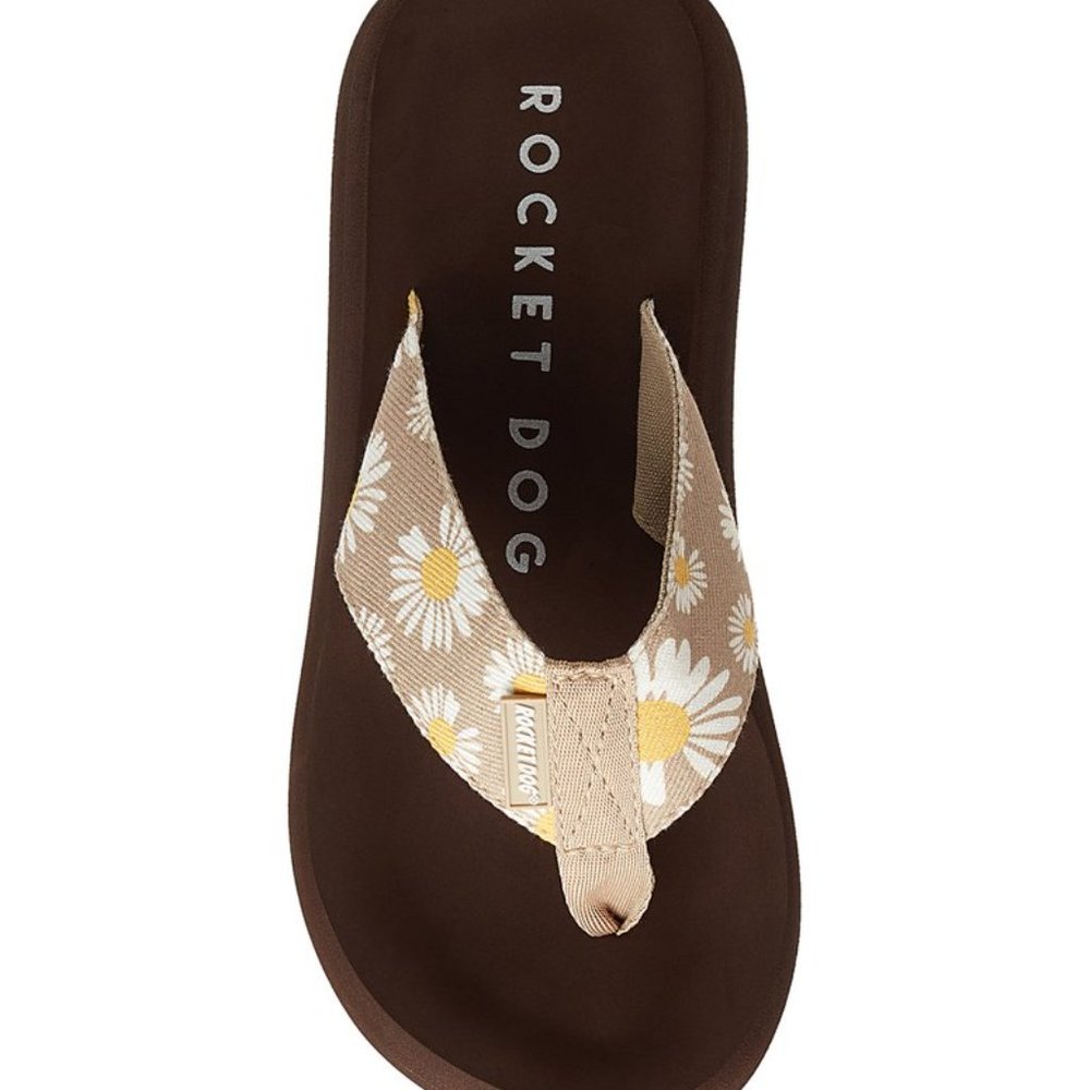 Rocket Dog Size 8M Women's Brown Floral Homer Spotlight Flip Flops Sandals Shoes - Picture 4 of 5